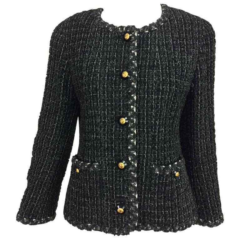 Lot - CHANEL BLACK TWEED JACKET