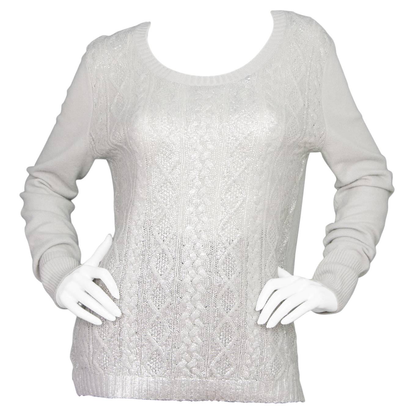 Christopher Fischer Grey & Silver Cashmere Sweater sz XL