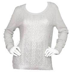 Christopher Fischer Grey & Silver Cashmere Sweater sz XL