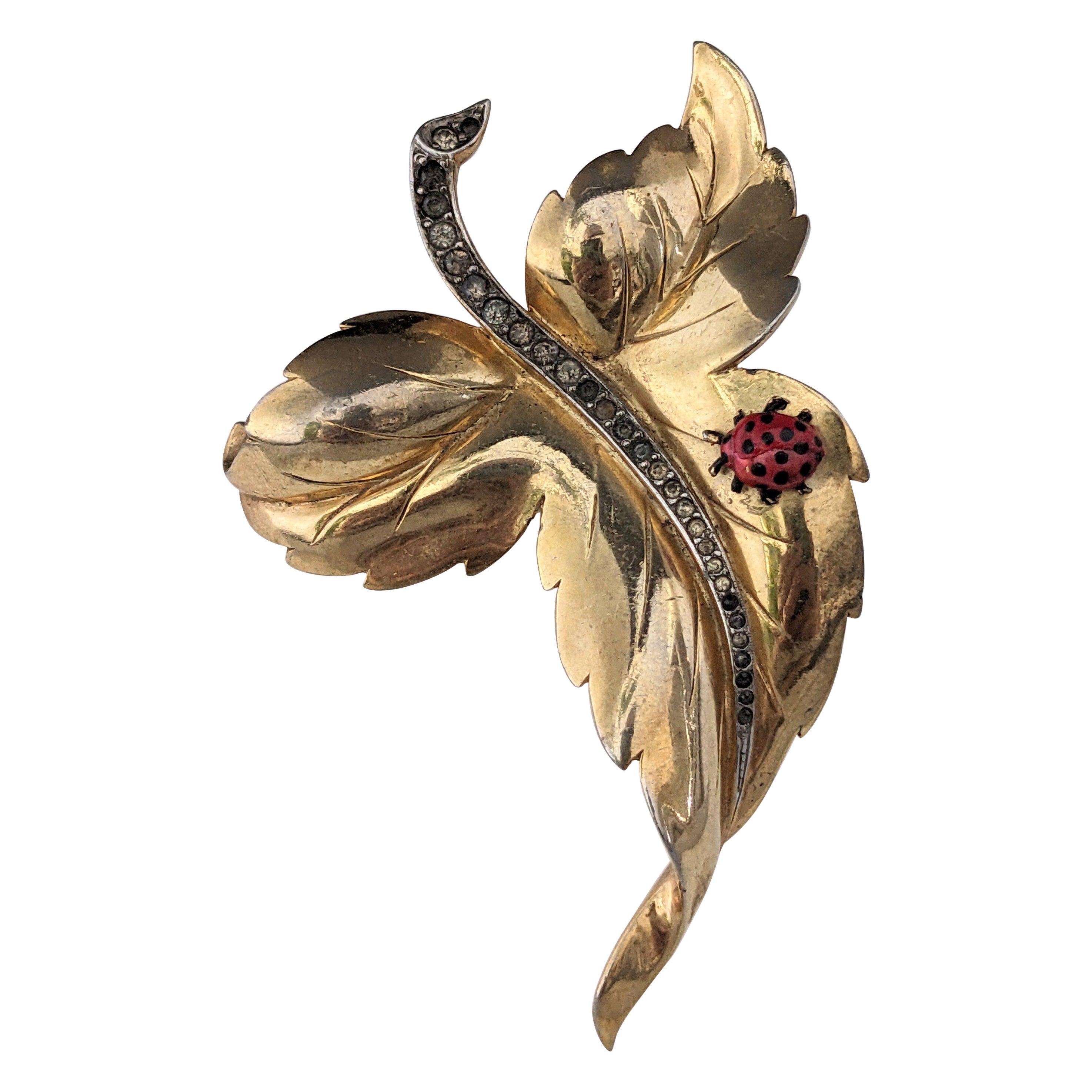 Mazer Retro Leaf Clip with Enamel Butterfly