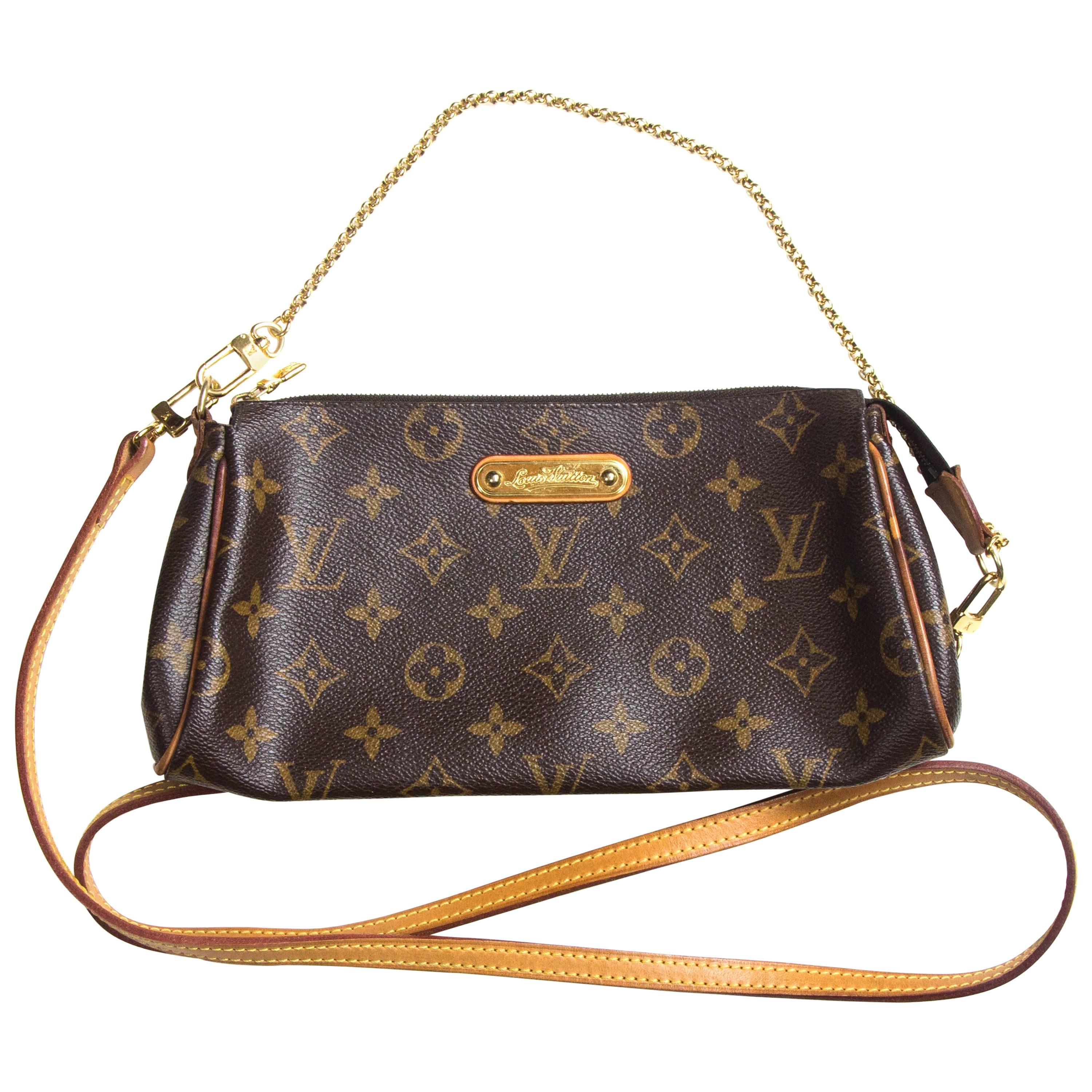 Louis Vuitton Shoulder Bag Pochette - Eva LV Logo Monogram Gold Chain Handbag