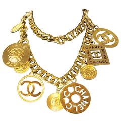 Chanel Massive XL Charm Necklace Belt Vintage Gold Coin Medallion Chain CC Coco