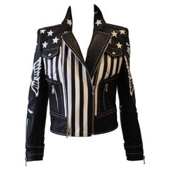 Balmain black white lamb skin jacket