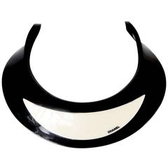 Chanel Rare Necklace - Bib Collar Choker Lucite Black & White Logo CC 07A