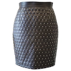 Gianni Versace gonna in pelle nera con pietre di cristallo