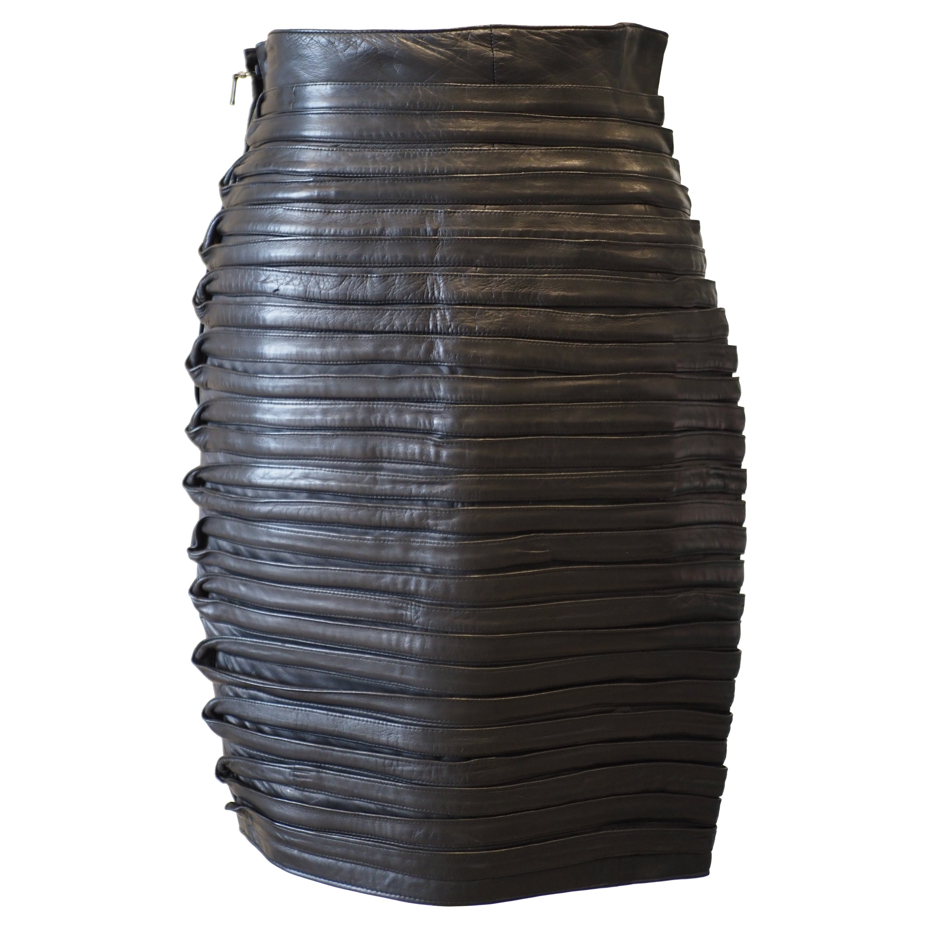 Gianni Versace black leather skirt For Sale