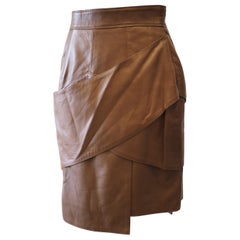 1990er Gianni Versace Brauner Lederrock
