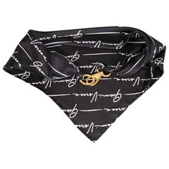 Versace Black Silk Signature Pattern Collana Bandana Scarf