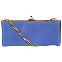 Christian Louboutin Blue & Gold Frame Clutch Bag