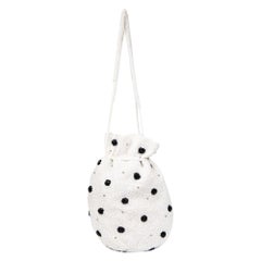 Ganni White Beaded Polkadot Bag
