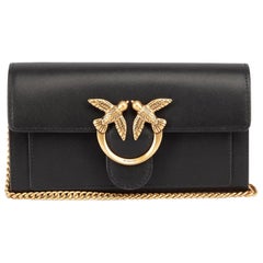 Black Leather Love One Wallet on Chain