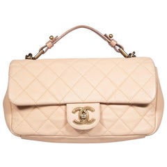 Chanel 2012-2013 Beige Caviar Leather Matelasse Chain Flap Bag