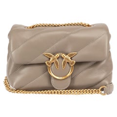 SS24 Grey Leather Mini Love Bag Puff Maxi Quilt