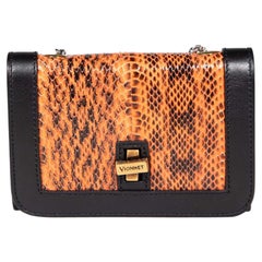 Vionnet Orange Python Mini Crossbody Bag