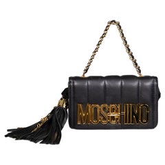 Moschino - Borsa a tracolla con catena con teschio in pelle nera in edizione limitata