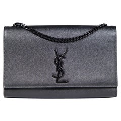 Saint Laurent Black Leather Medium Kate Grain de Poudre Embossed Shoulder Bag
