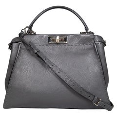 Fendi Grey Leather Selleria Peekaboo Bag
