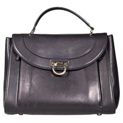 Salvatore Ferragamo Black Leather Sofia Rainbow Saddle Bag