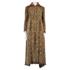 Chanel FW18 Velvet Collar Long Tweed Coat Size S