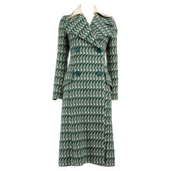 Miu Miu S/S 2016 Green Patterned Trench Coat Size S