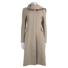 Giorgio Armani Beige Scarf Detail Mid-Length Coat Size M