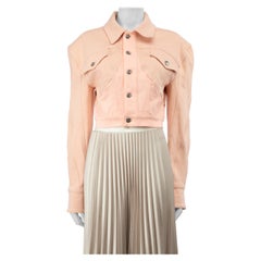 Mugler Rosa Denim Cropped Jacke Größe M