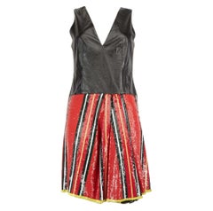 Louis Vuitton Striped Sequinned Panel Dress Size M
