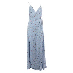 Ganni Blue Floral Patterned Midi Dress Size M