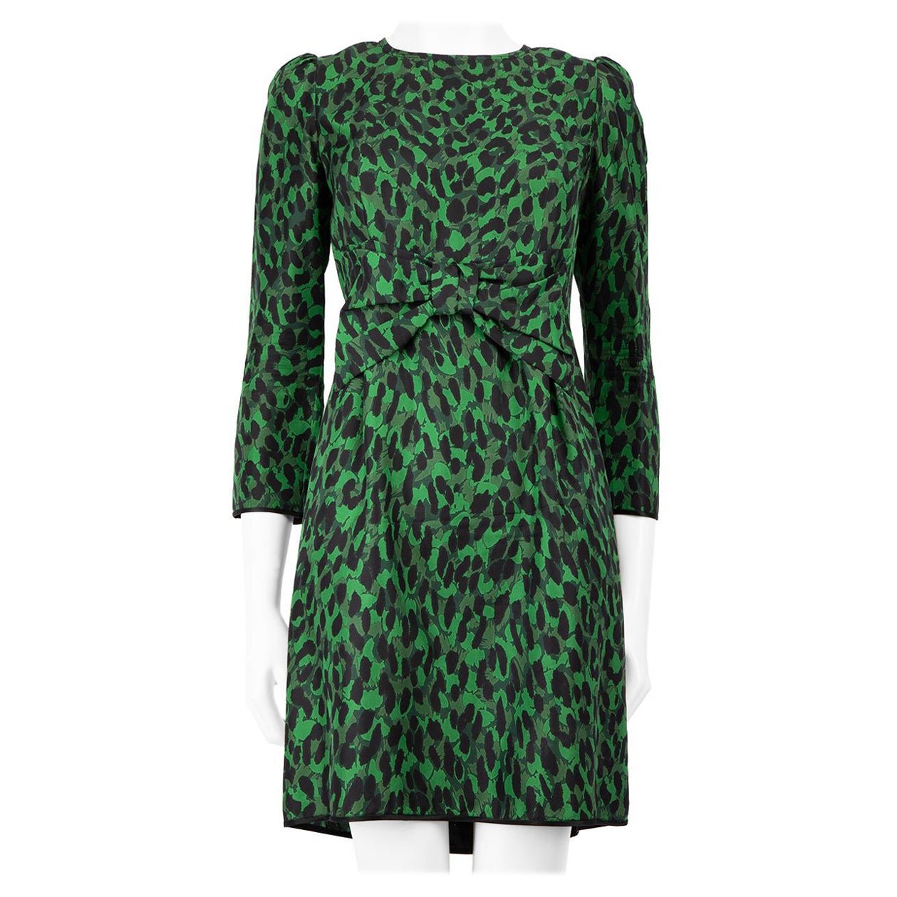Marc Jacobs Vestido verde con estampado de leopardo y detalle de nudo Talla S en venta