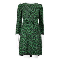Marc Jacobs Green Leopard Print Knot Detail Dress Size S