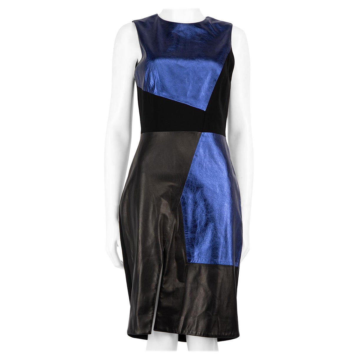 Prabal Gurung Geometric Leather Knee Length Dress Size S For Sale