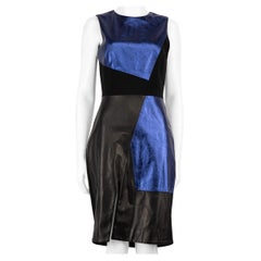Prabal Gurung Geometrisches knielanges Kleid aus Leder Größe S