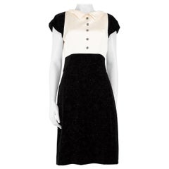 Chanel Black & Cream Floral Pattern Dress Size M
