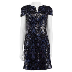 Roberto Cavalli Just Cavalli Black & Blue Sequinned Dress Size S