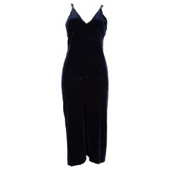 Dion Lee Navy Velvet V Neckline Midi Dress Size S