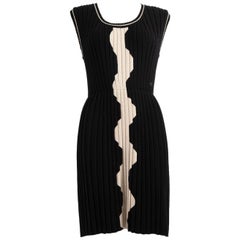 Chanel Autumn 2007 Black Patterned Pleated Dress Size L