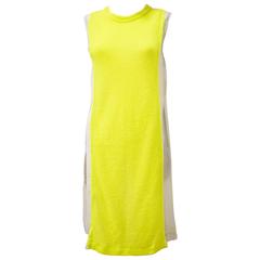 Comme des Garcons Neon Knit and Sheer Grey Chiffon Dress