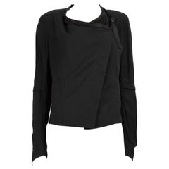 Helmut Lang Schwarze Jacke mit Lederbesatz und Schnalle Größe M