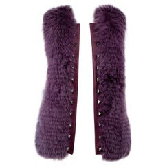 Philipp Plein Chaleco bordado de piel y zorro morado Talla S