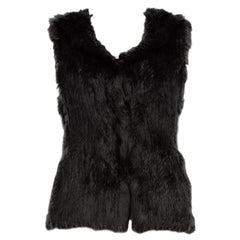 Yves Salomon Gilet con cappuccio in pelliccia nera taglia S