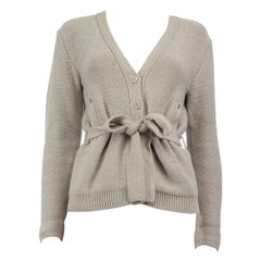 Max Mara 'S Max Mara Grey Knitted Belted Cardigan Size M