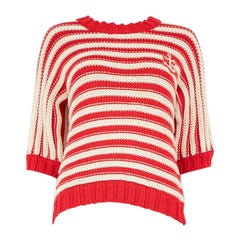 Gucci Red Knit Striped Anchor Embroidered Jumper Size S