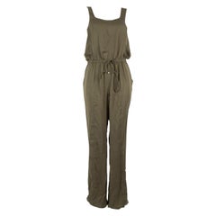 Amanda Wakeley Khakifarbener ärmelloser Jumpsuit Größe S