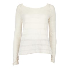 Used Loro Piana Cream Cashmere Striped Knit Top Size S