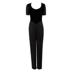 Gianfranco Ferré Black Wool Short Sleeve Jumpsuit Size S