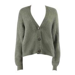 Ganni - Cardigan a maniche lunghe in maglia di lana verde taglia S