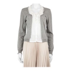 Miu Miu Grey Lace Ruffle Accent Cardigan Size L