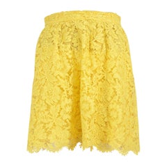 Valentino Garavani Yellow Lace Mini Skirt Size S