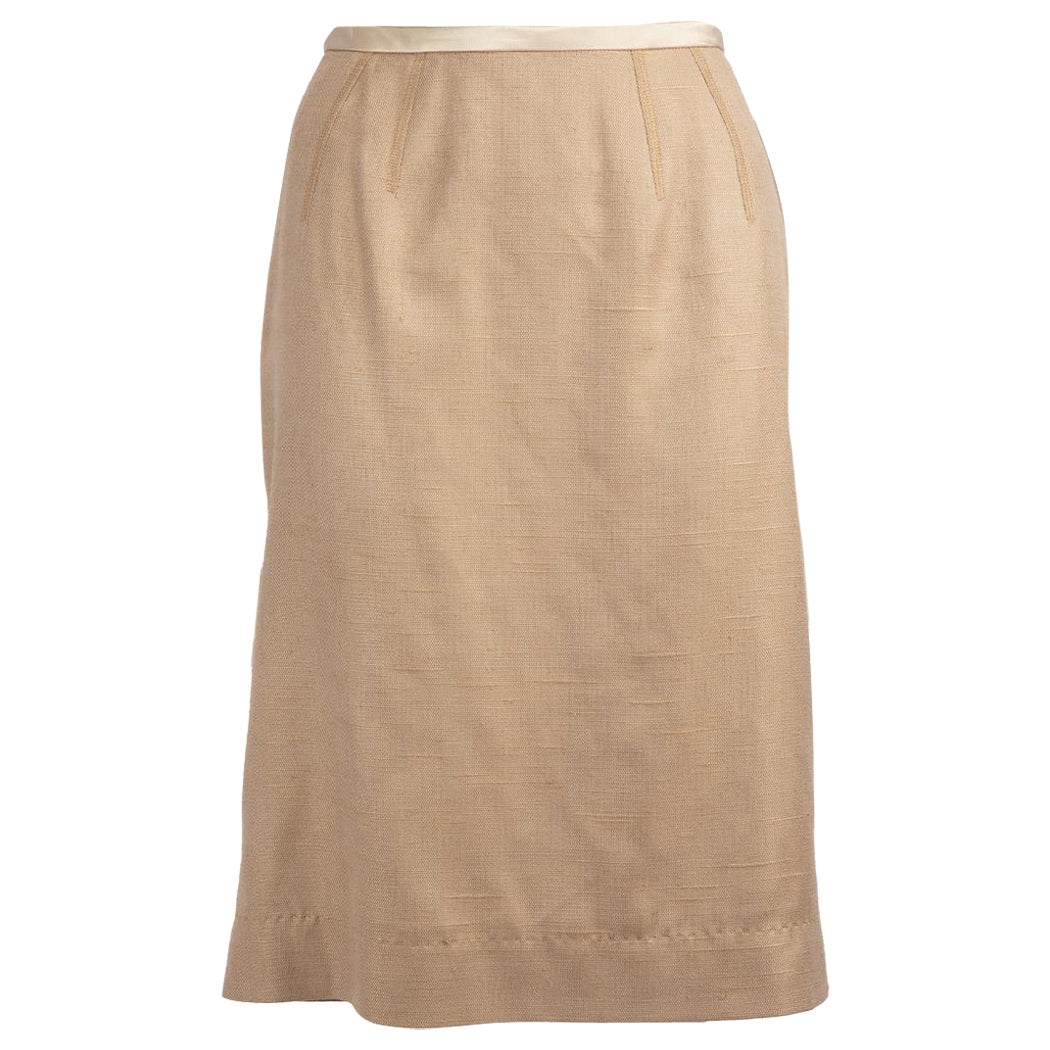 Dolce & Gabbana Beige Knee Length Pencil Skirt Size XXS For Sale