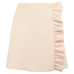 Miu Miu Pink Wool Ruffle Trimmed Mini Skirt Size M